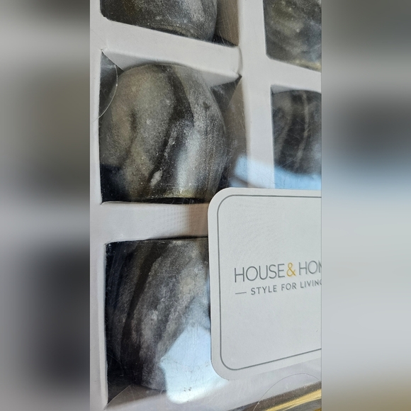 Set Of 6 Napkin Rings Genuine Marble House & Home Marble Grey White - Picture 2 of 3